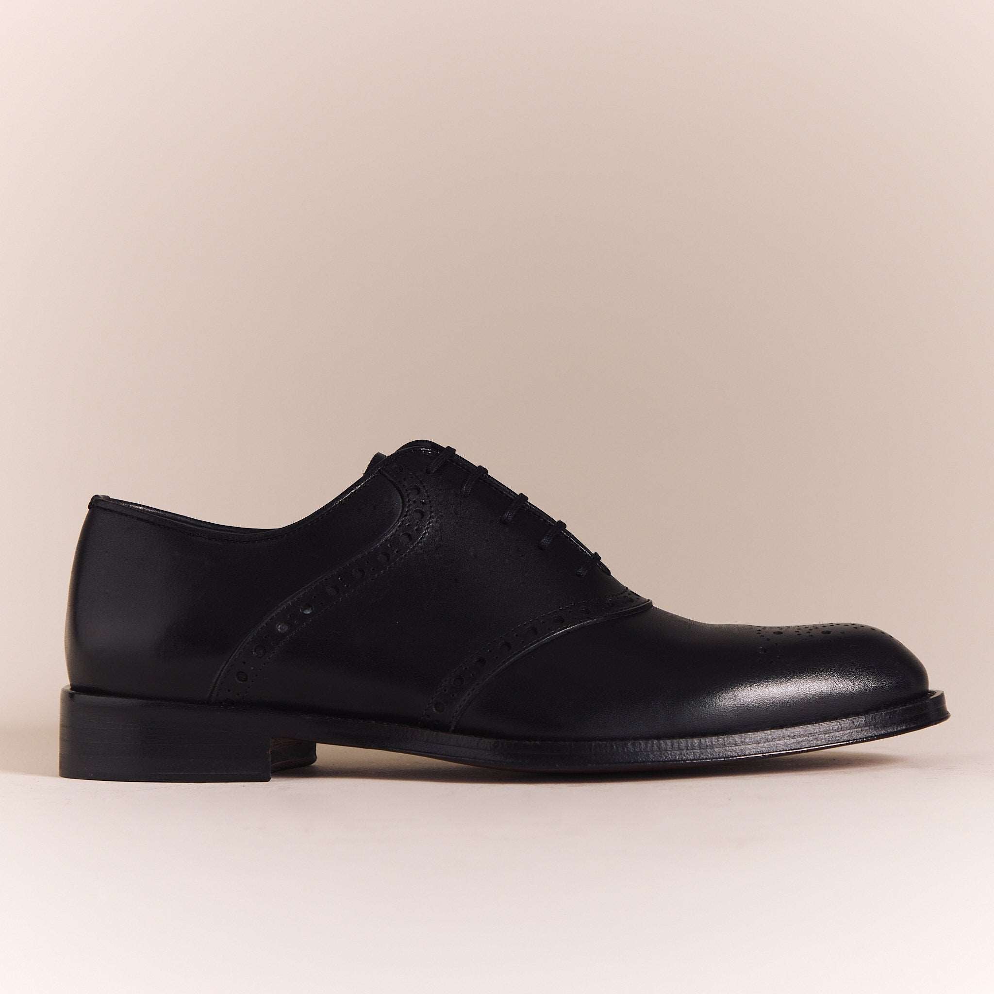 SALE | Italian Shoes for Men | Black Side Brogue Oxfords