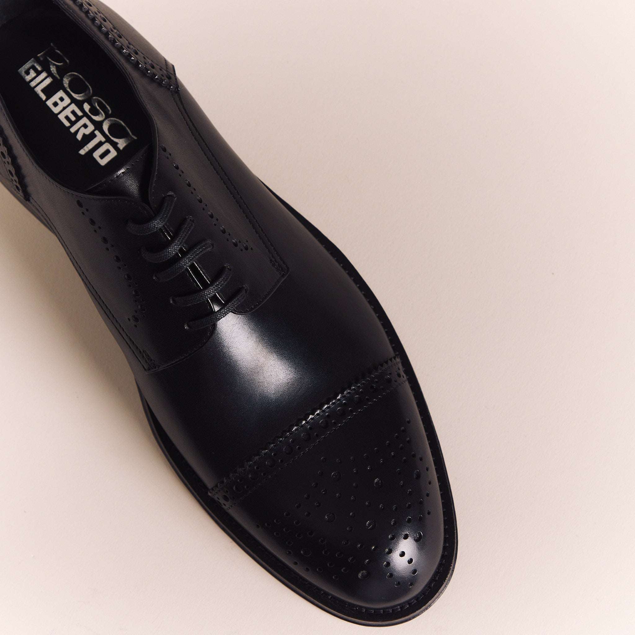 SALE | Italian Shoes for Men | Black Cap-Toe Brogue Derbys