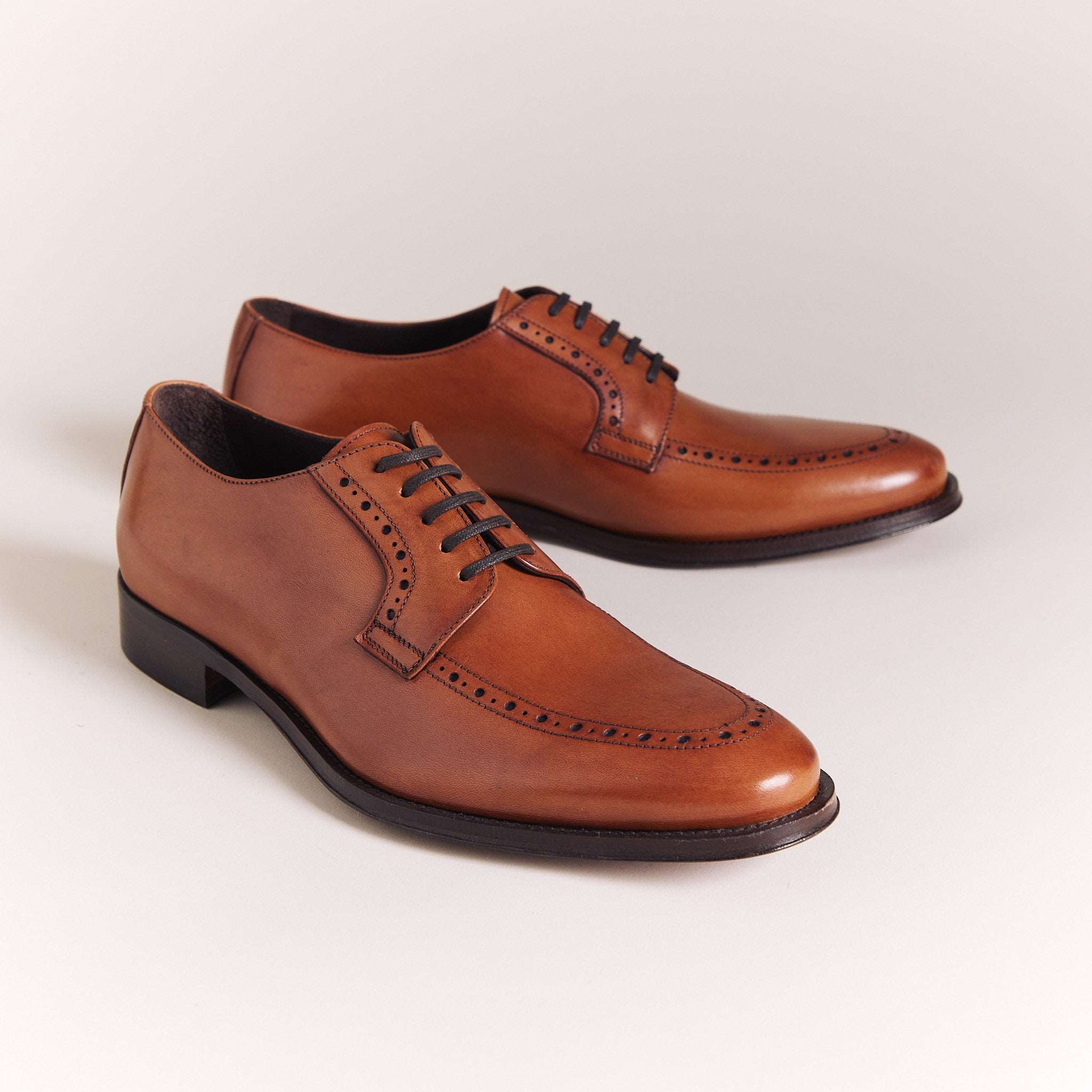 SALE | Italian Shoes for Men | Tan Simple Brogue Derbys