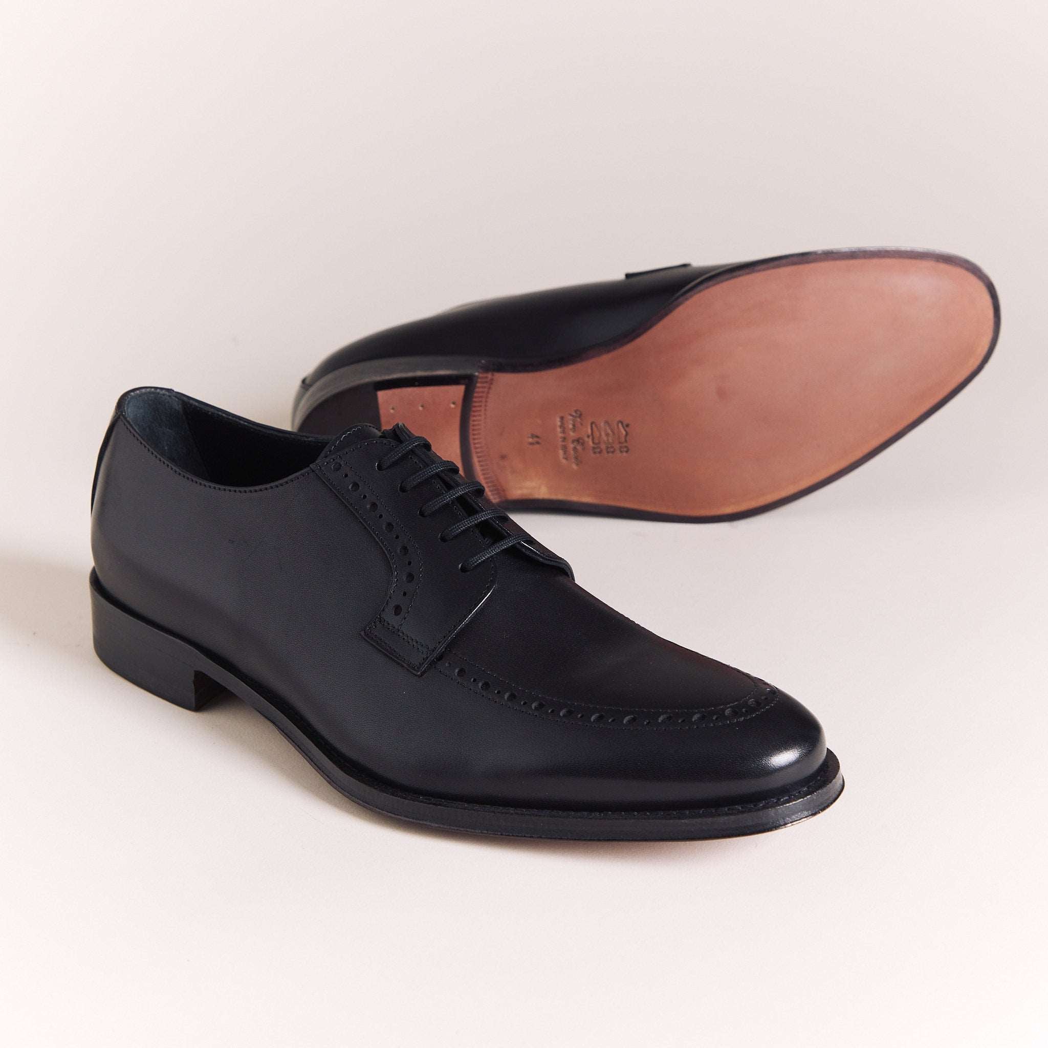 SALE | Italian Shoes for Men | Black Simple Brogue Derbys