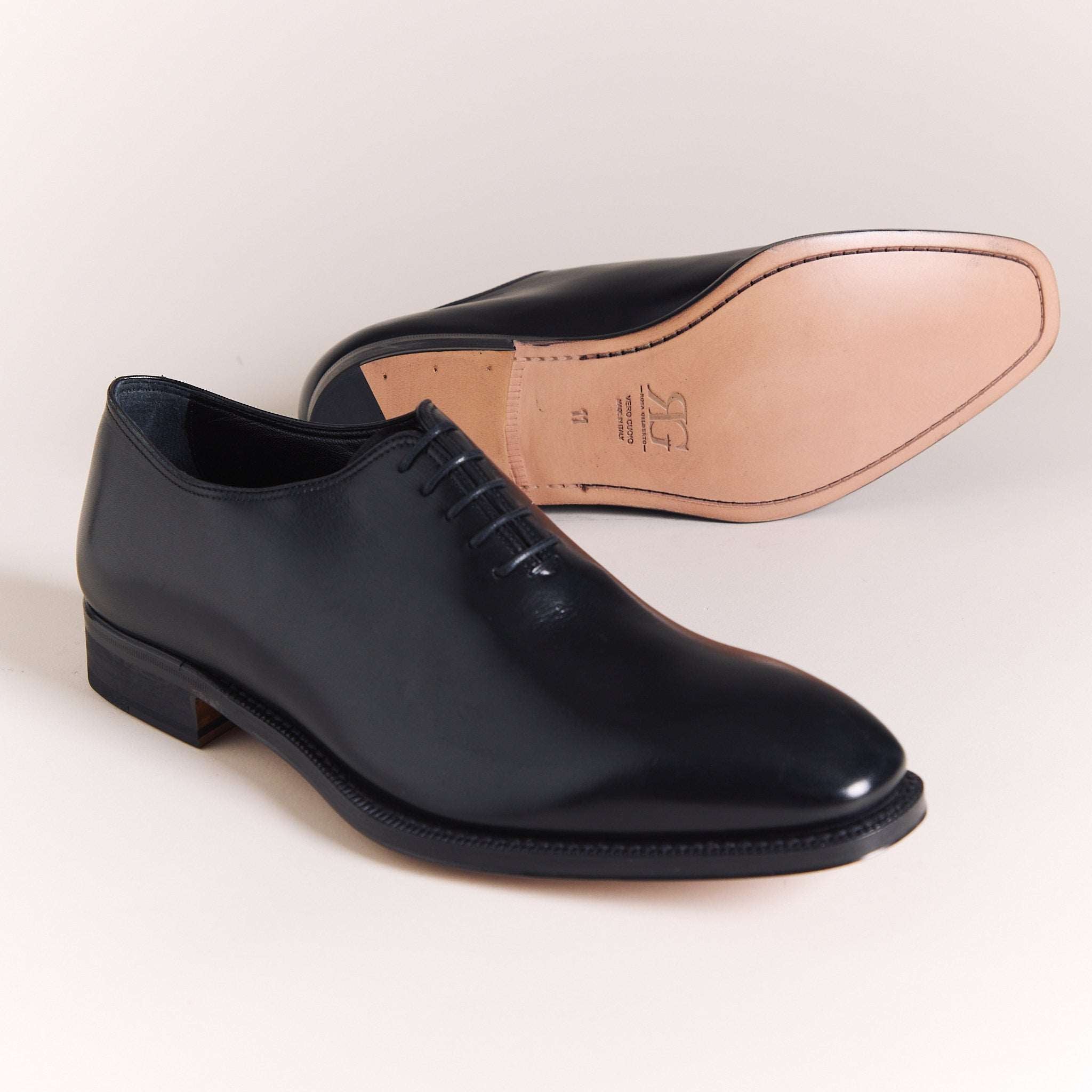 SALE | Italian Shoes for Men | Black Plain Oxfords