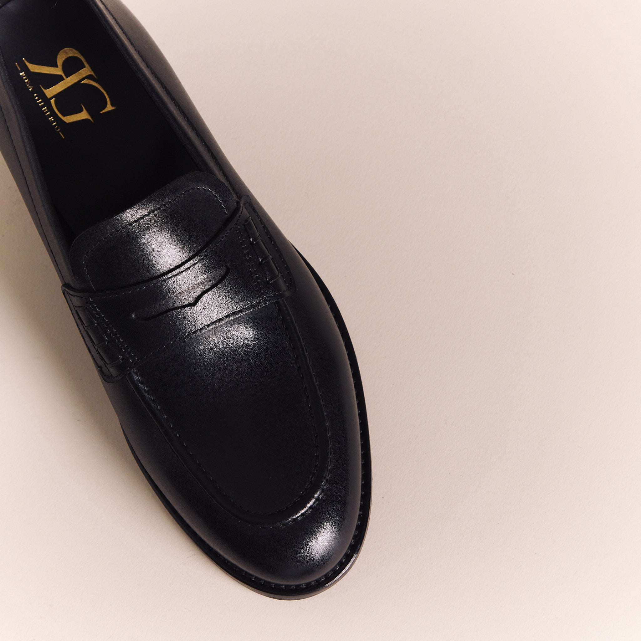 Italian Loafers for Men | Black Cente Penny Loafers