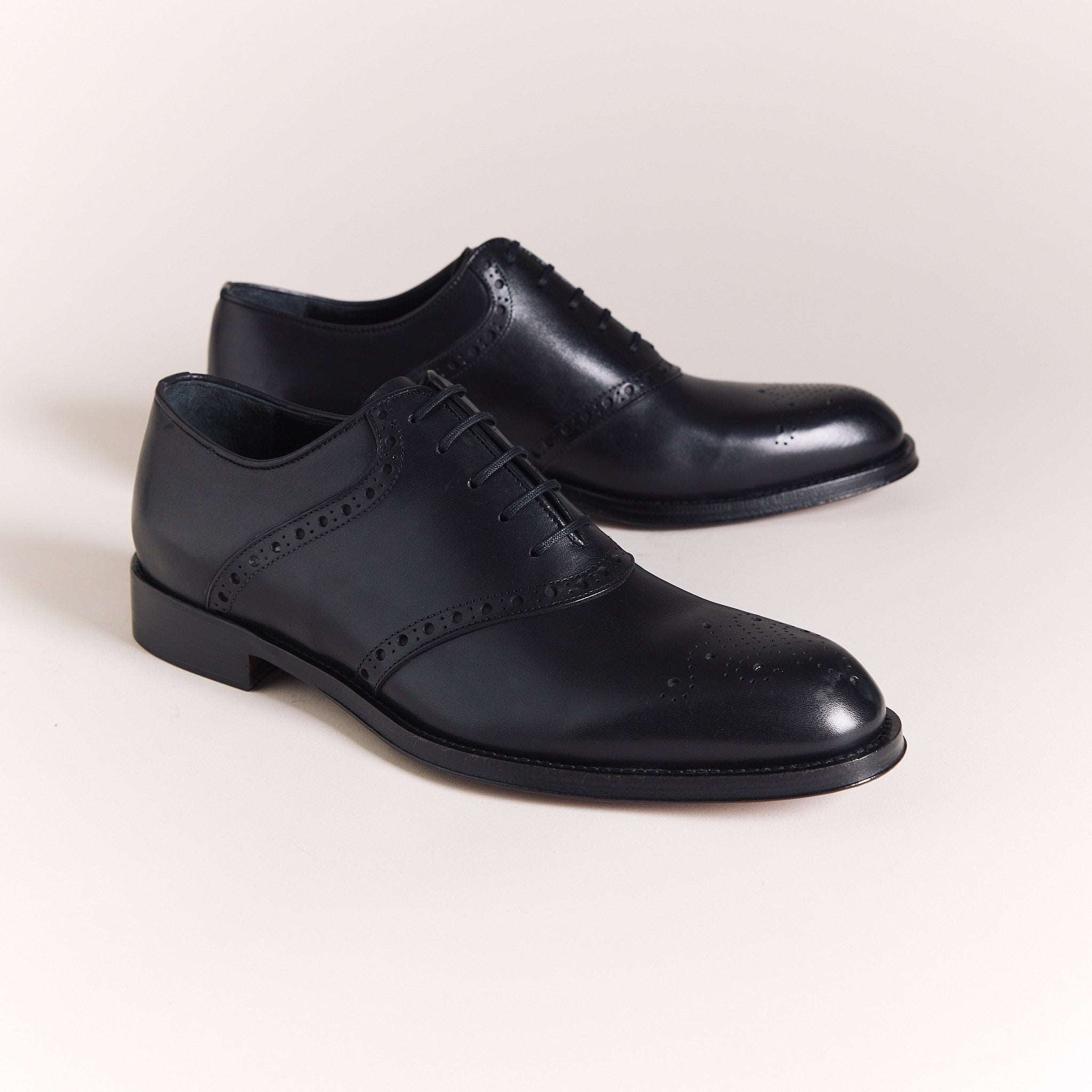 SALE | Italian Shoes for Men | Black Side Brogue Oxfords