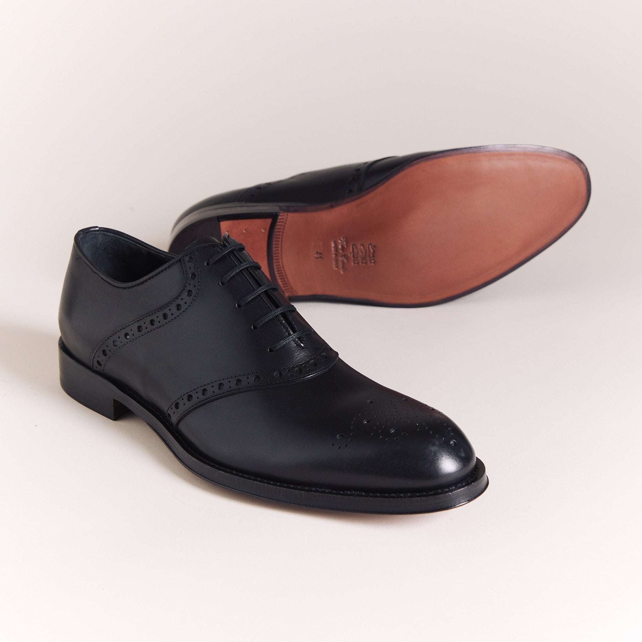 SALE | Italian Shoes for Men | Black Side Brogue Oxfords