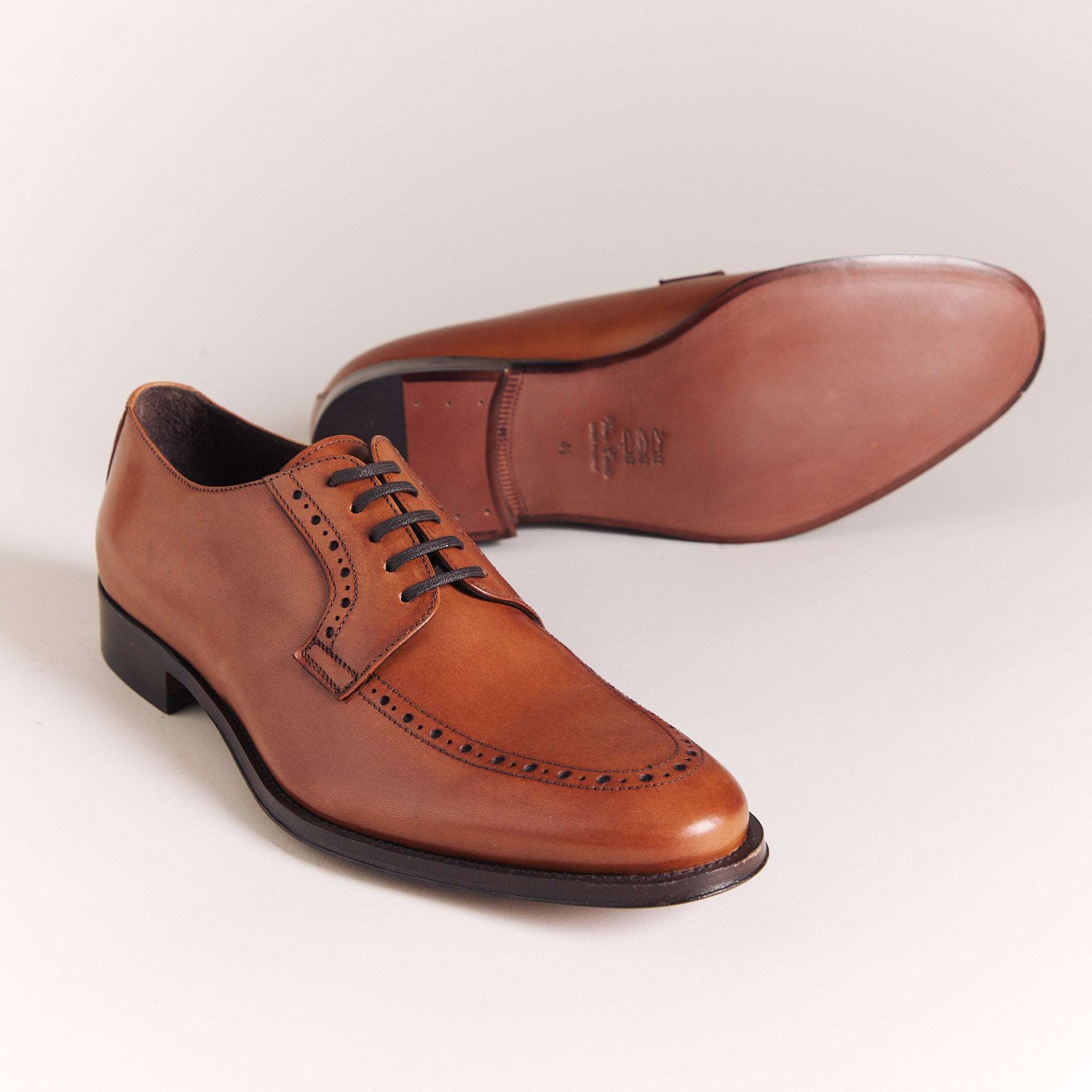 SALE | Italian Shoes for Men | Tan Simple Brogue Derbys