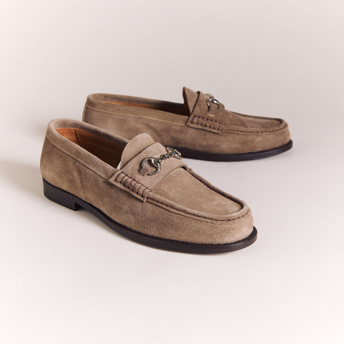 Salvatore Ferragamo Titano Taupe Suede Loafers Salvatore Ferragamo Men main image 4