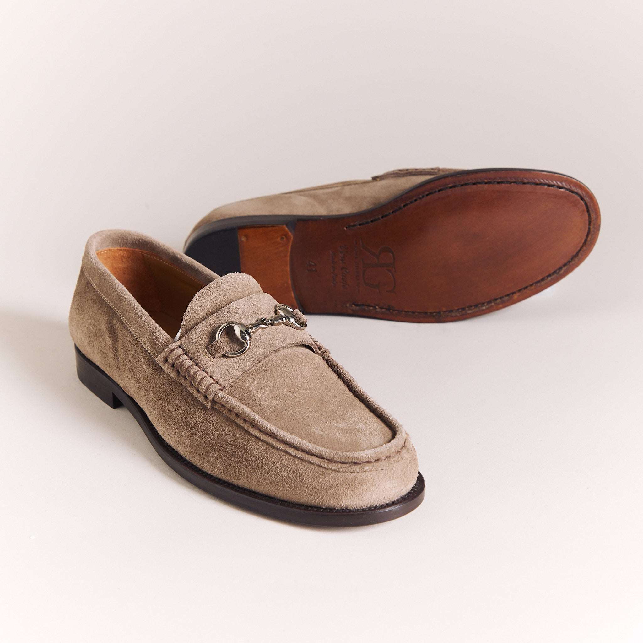 Italian Loafers for Men | Taupe Suede 'Lorenzo' Moccasins