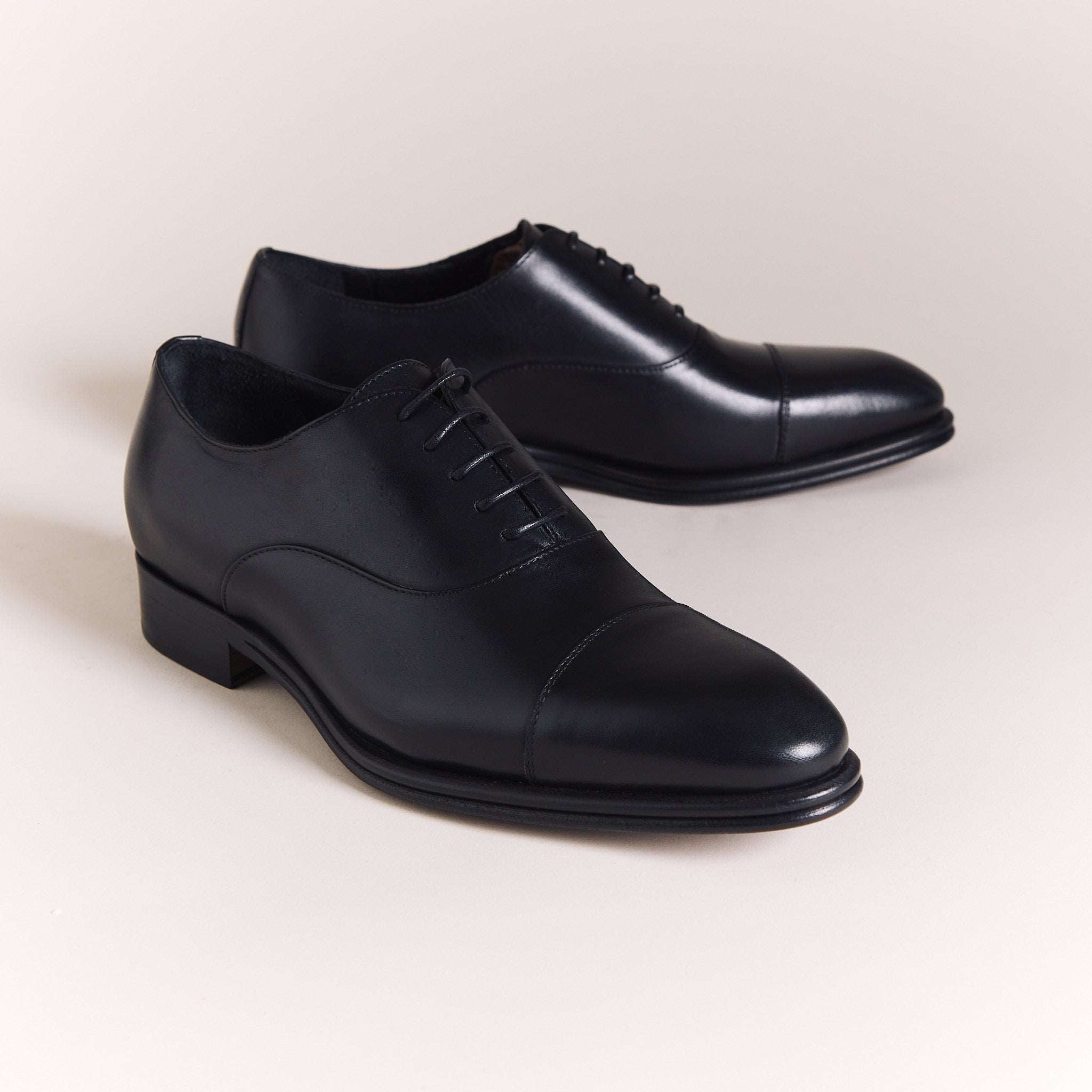 Italian Shoes for Men | Black 'Lucca' Cap toe Oxfords