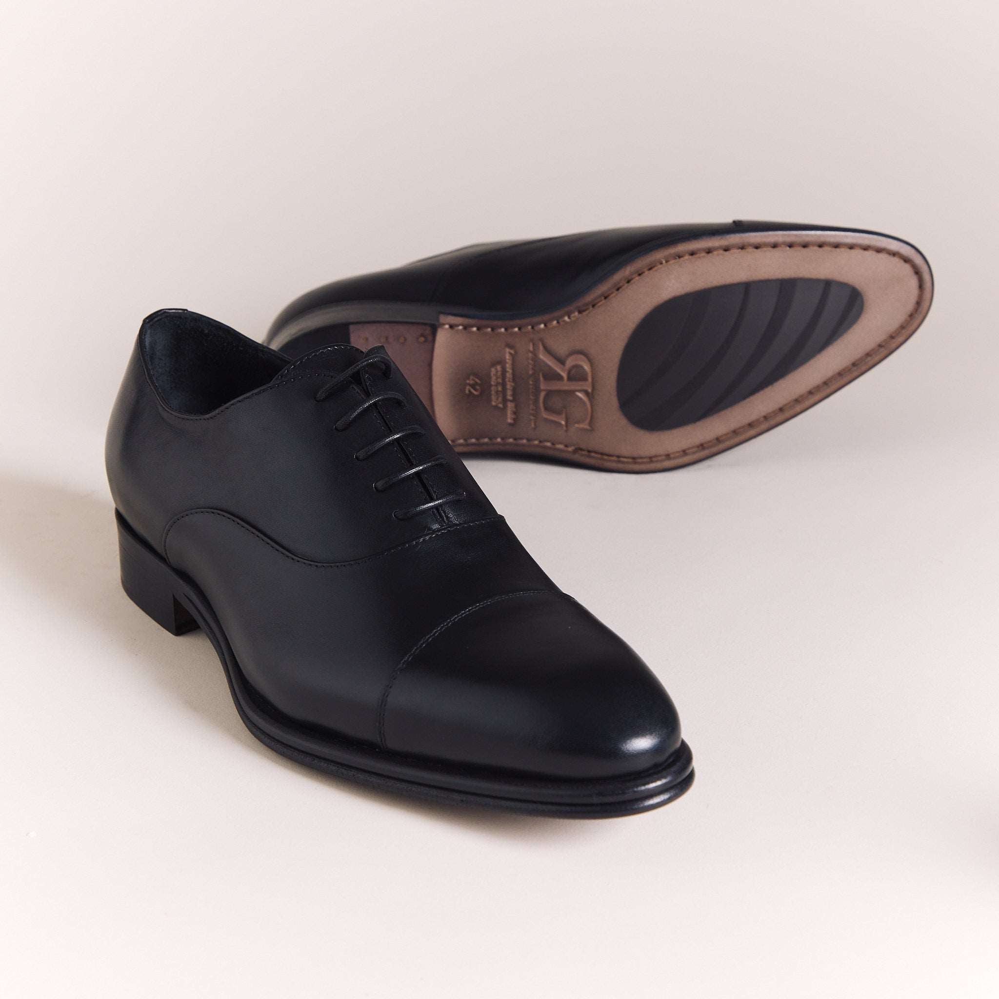 Italian Shoes for Men | Black 'Lucca' Cap toe Oxfords