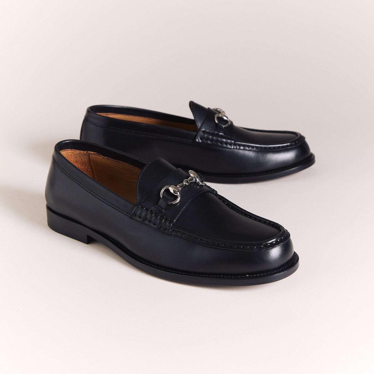 BNIB Black Leather Moccasins Slip Loafers Dusan Slip On Moccassino Black – Neighbour main image 3