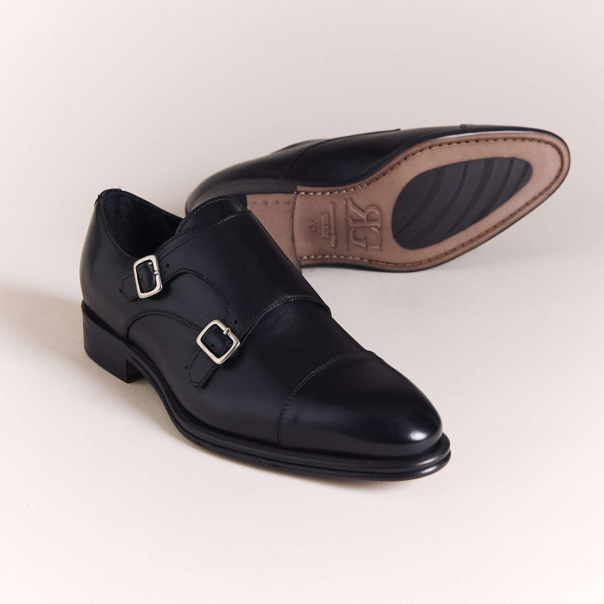 Italian Shoes for Men | Black Cinturino Monk Straps