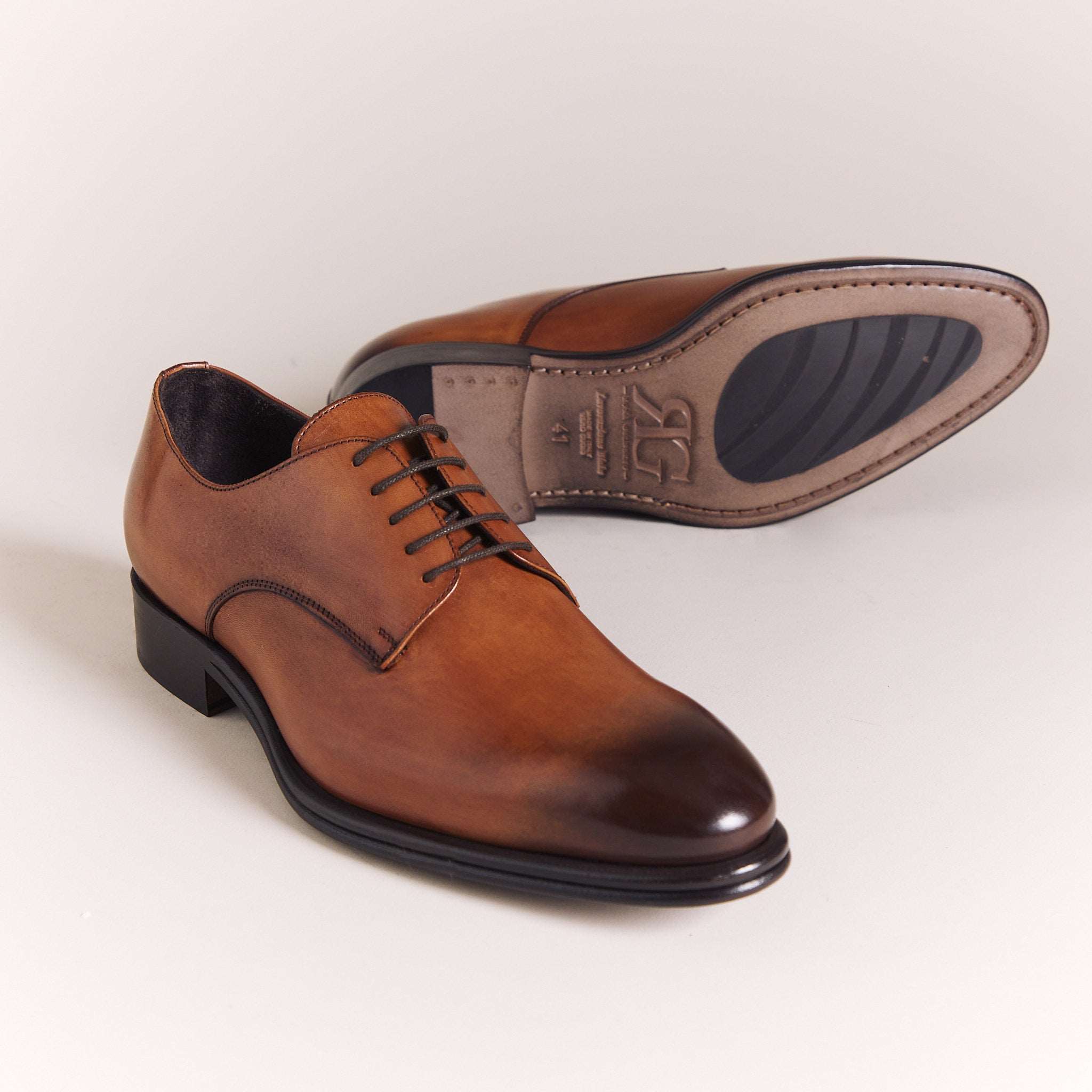 Italian Shoes for Men | Cognac Brown 'Elegante' Derbys