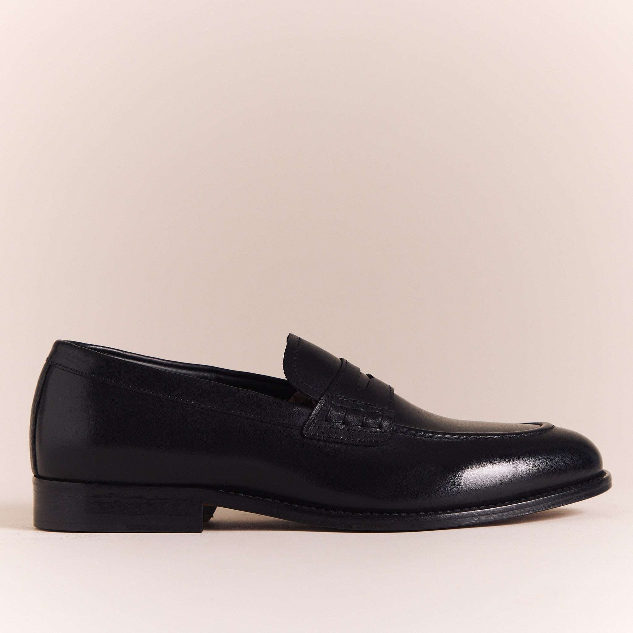 Italian Loafers for Men | Black Cente Penny Loafers