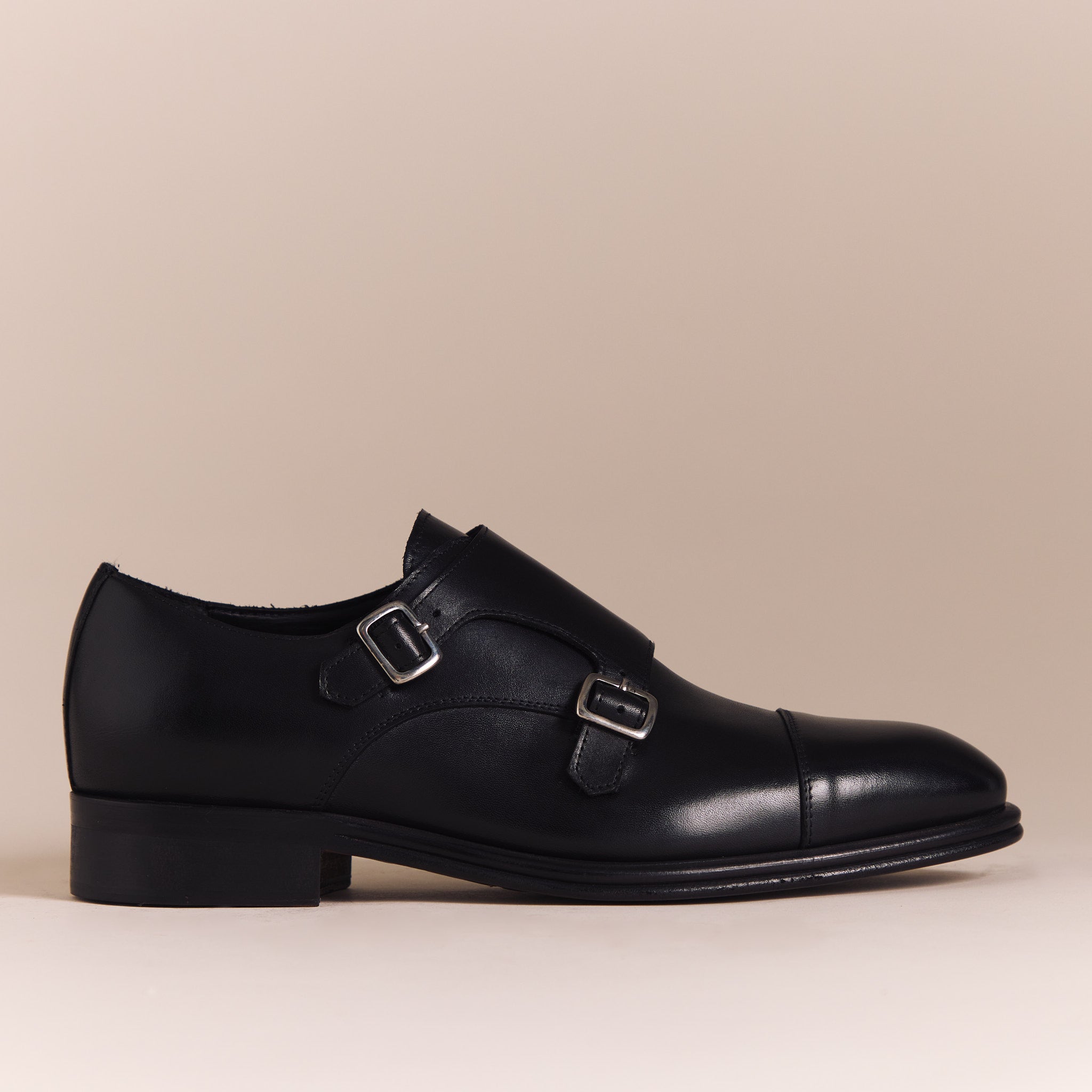 Italian Shoes for Men | Black Cinturino Monk Straps