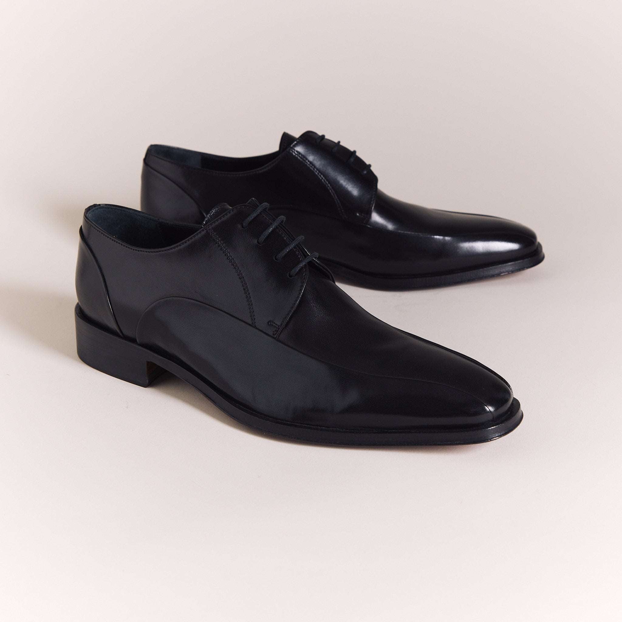 SALE | Italian Shoes for Men | Black Overlay Derbys